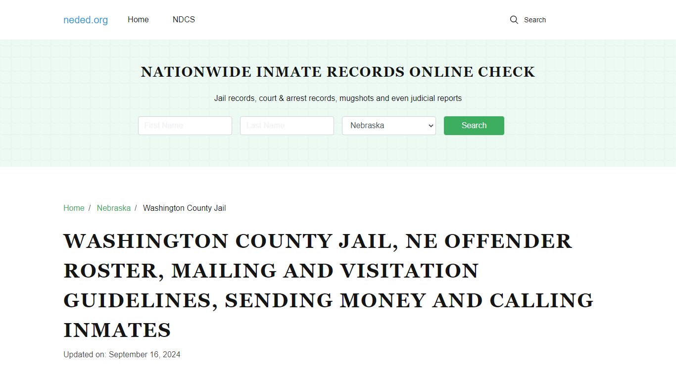 Washington County Jail, NE: Inmate Search, Visitation & Contact Info