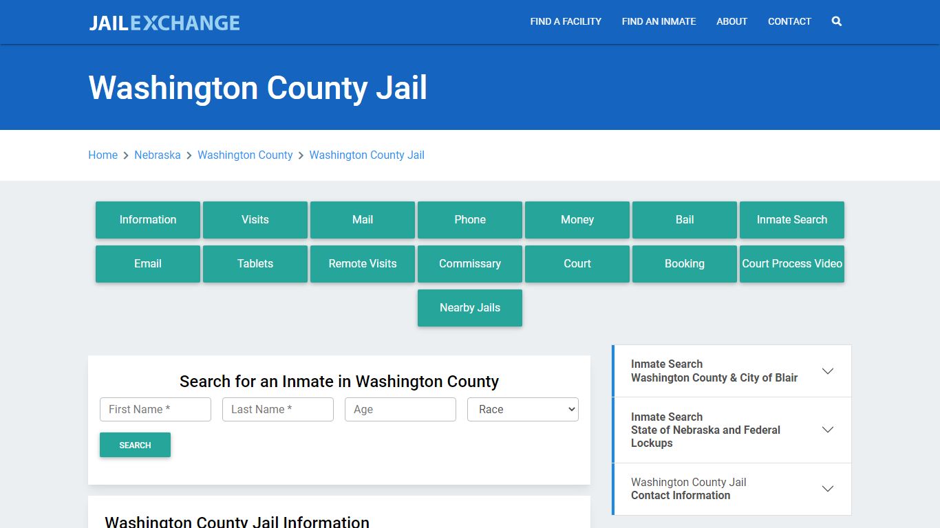 Washington County Jail Roster Lookup, NE, Inmate Search