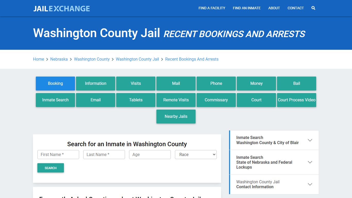 Washington County Jail NE Recent Arrests and Bookings